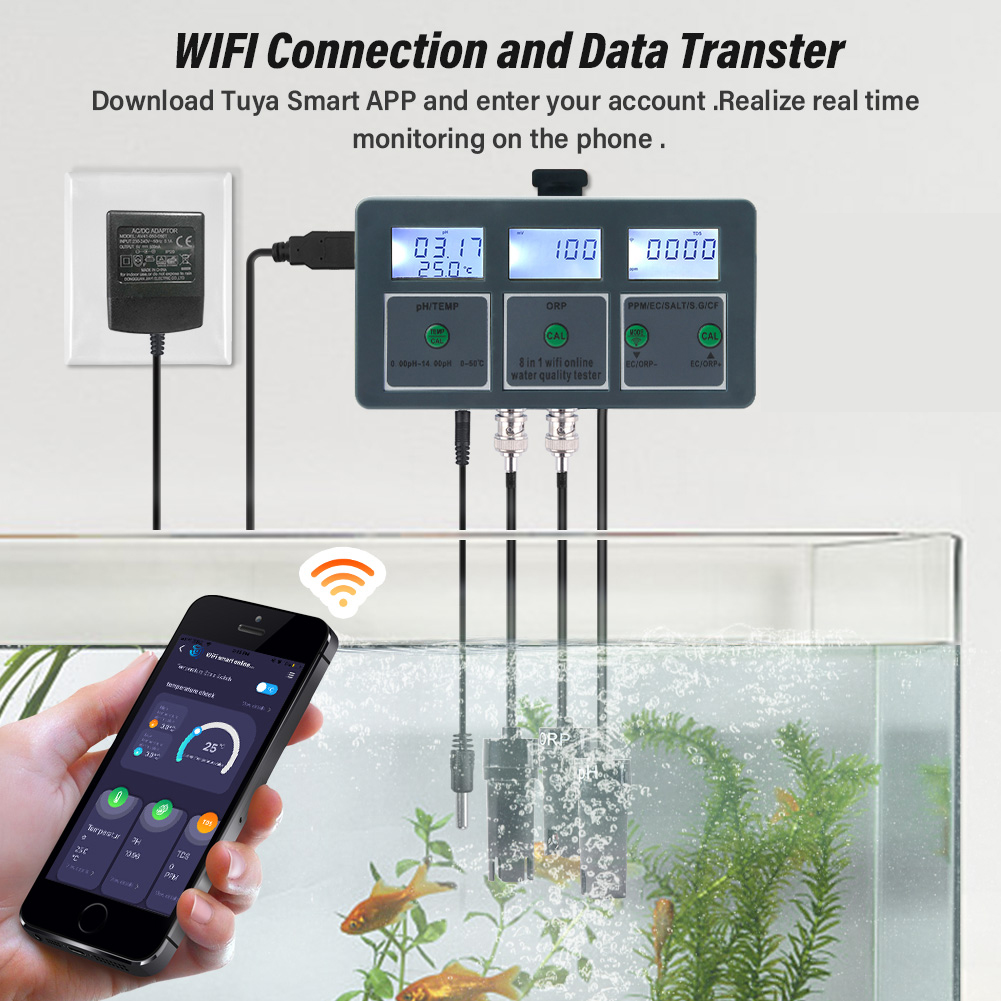 YAGO 8-в-1 WiFi-тестер качеств – обзор и цена Marine Aquarium Water Analyzer